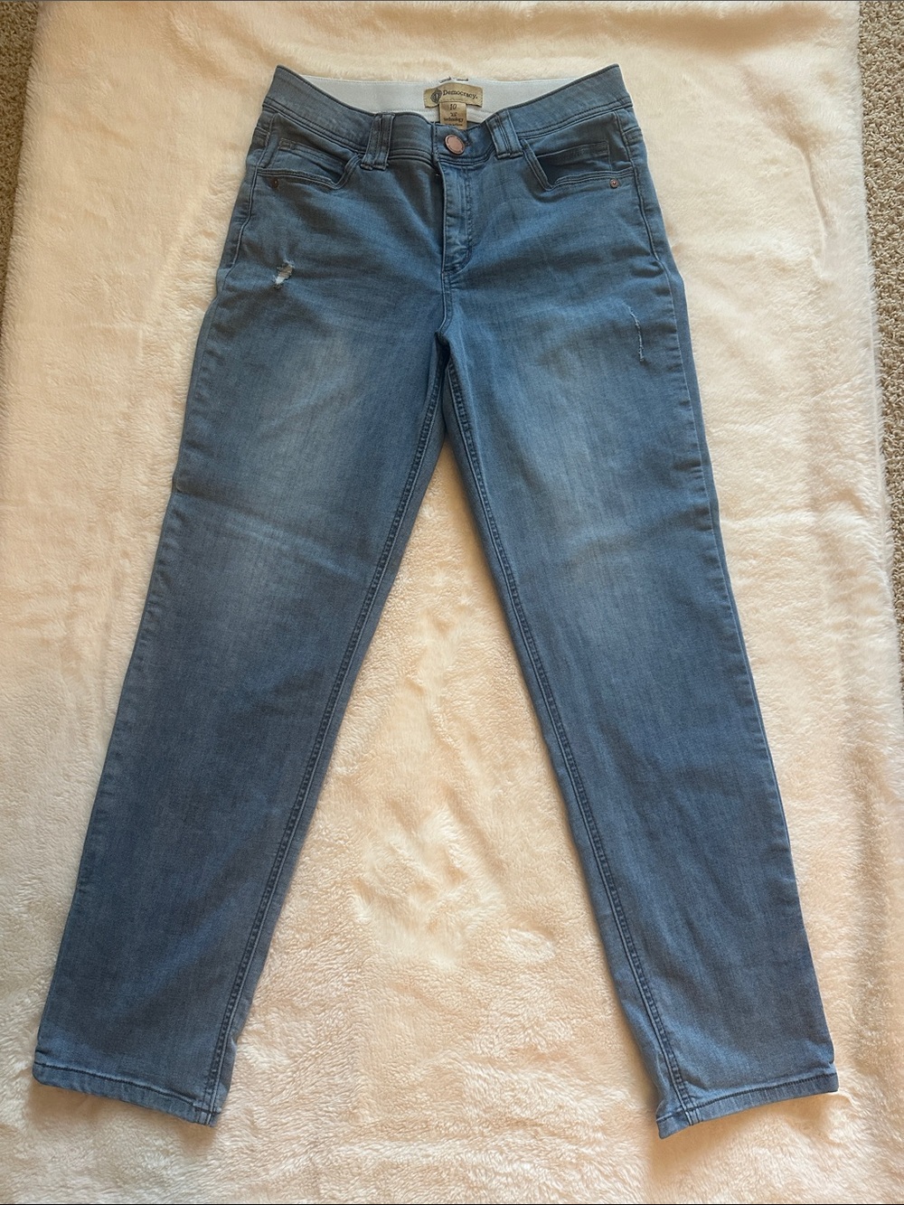 Democracy Women's Straight Leg Denim in Mid Blue